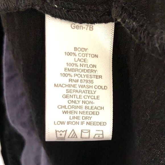 LOGO Lori Goldstein Black Asymmetrical Lace Long Sleeve Tee - Picture 5 of 8